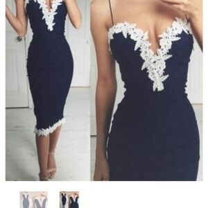 Chic Navy Dress with Lace Detail